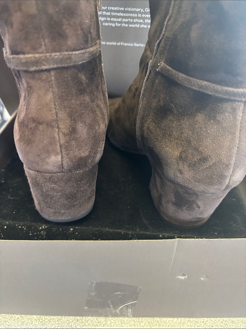 Franco Sarto Dark Brown Suede Ankle Booties with Side Zip - Picture 8 of 8